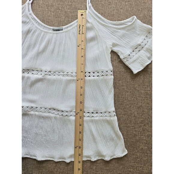 CHARLOTTE RUSSE White Cold Shoulder Strap Blouse S top - Picture 9 of 16